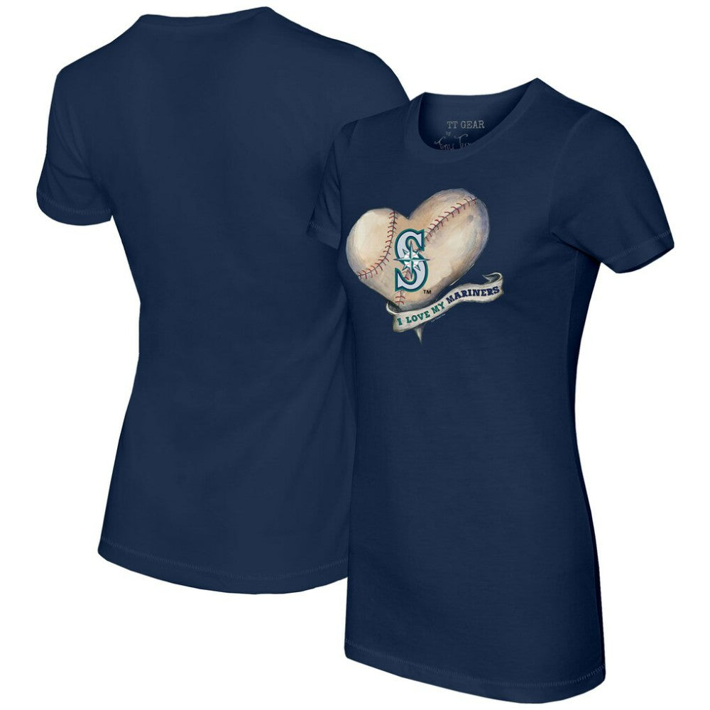 Seattle Mariners Tiny Turnip Women's Heart Banner T-Shirt - MLB T-shirts
