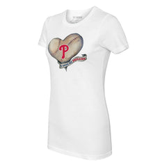 Philadelphia Phillies Tiny Turnip Women's Heart Banner T-Shirt - MLB T-shirts