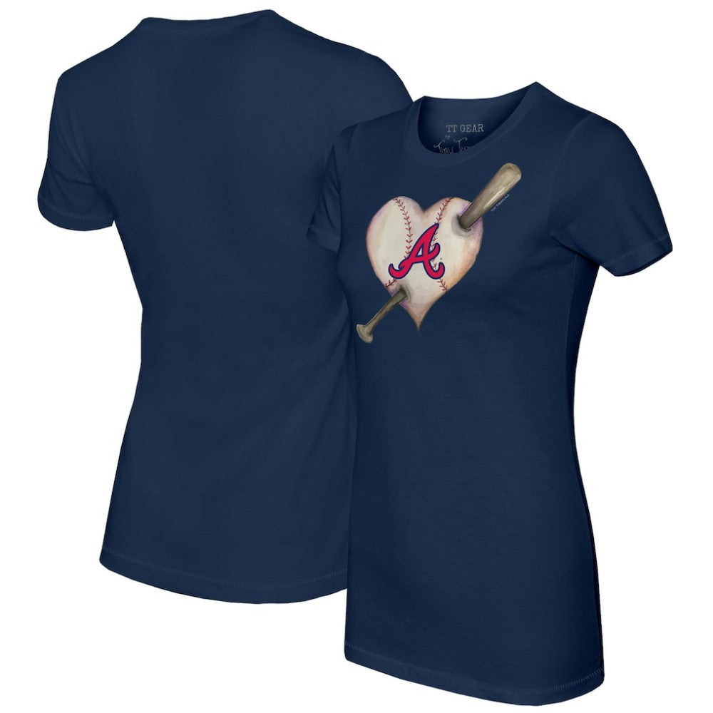 Atlanta Braves Tiny Turnip Women's Heart Bat T-Shirt - MLB T-shirts