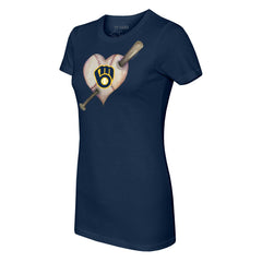 Milwaukee Brewers Tiny Turnip Women's Heart Bat T-Shirt - MLB T-shirts