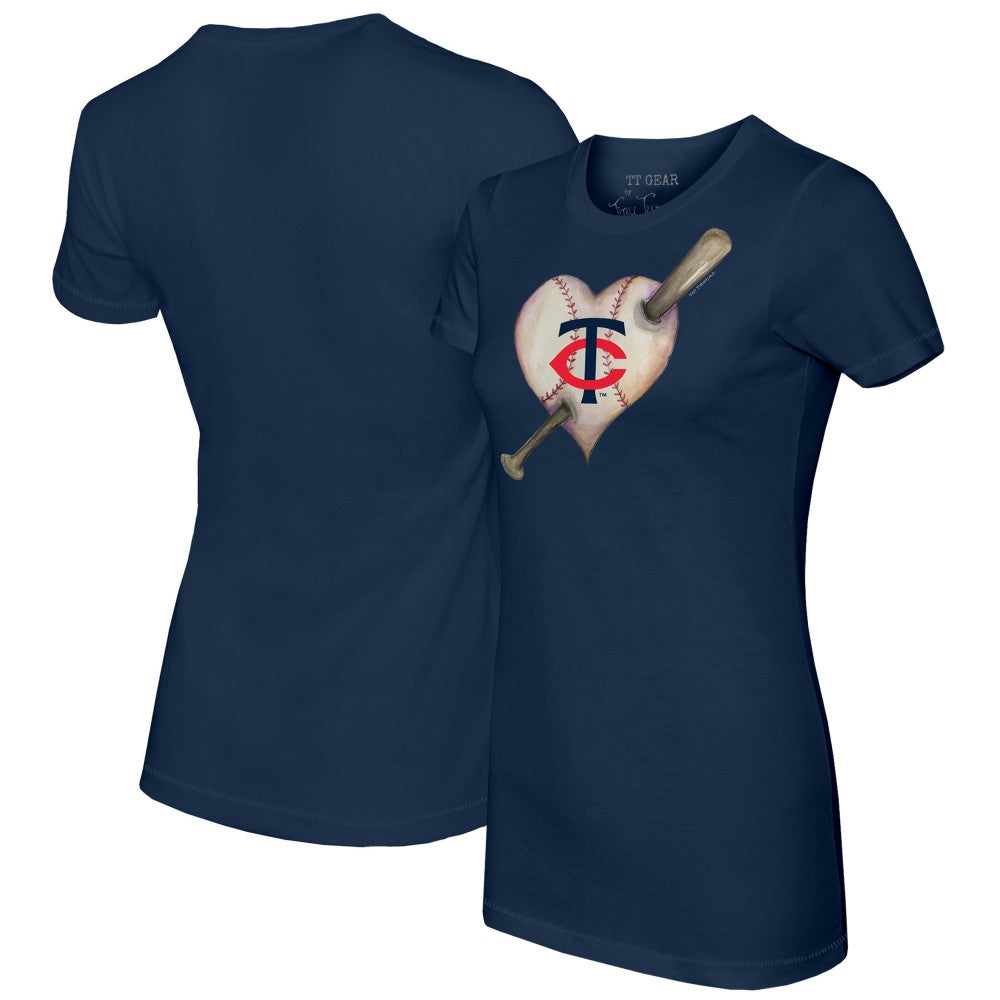 Minnesota Twins Tiny Turnip Women's Heart Bat T-Shirt - MLB T-shirts