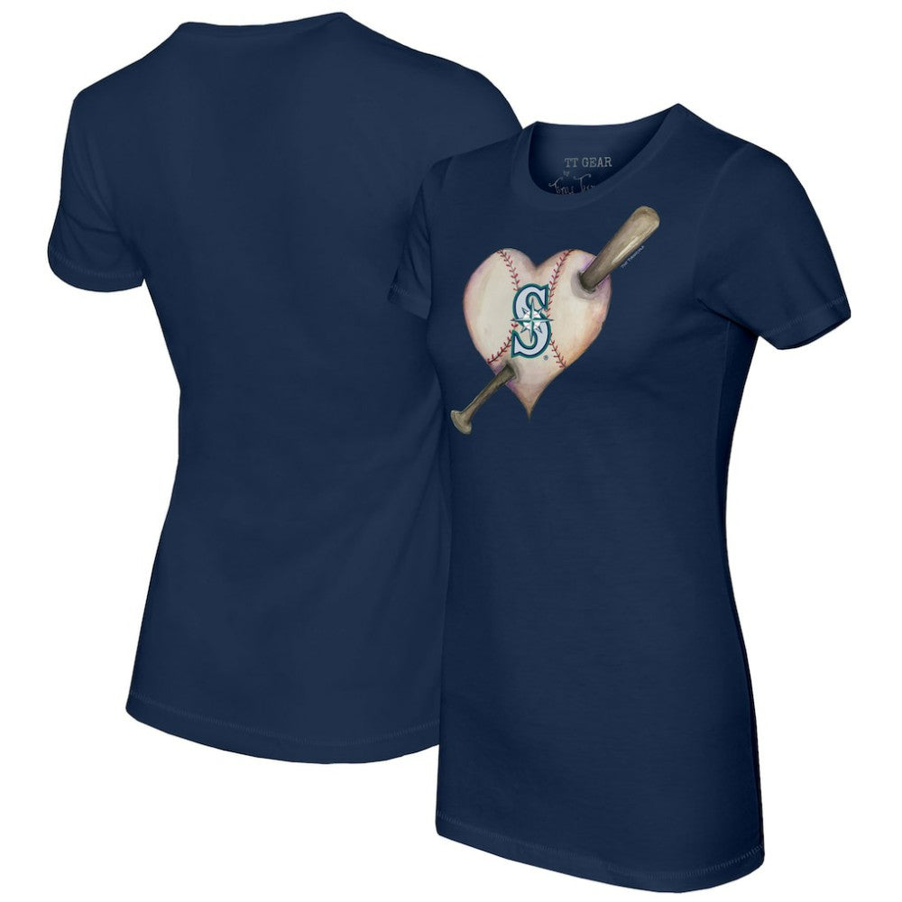 Seattle Mariners Tiny Turnip Women's Heart Bat T-Shirt - MLB T-shirts