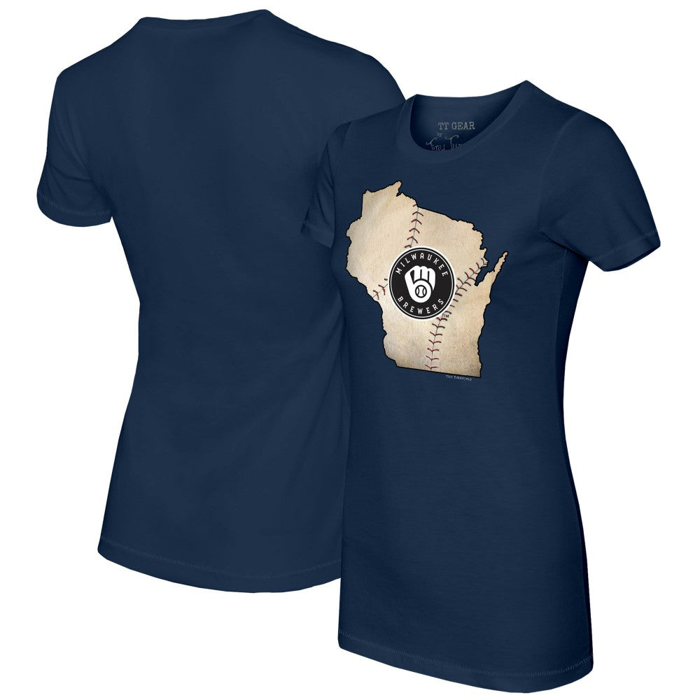 Milwaukee Brewers Tiny Turnip Women's State Outline T-Shirt - MLB T-shirts