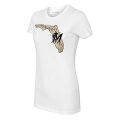 Miami Marlins Tiny Turnip Women's State Outline T-Shirt - MLB T-shirts