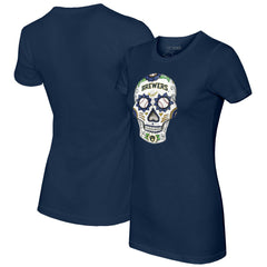 Milwaukee Brewers Tiny Turnip Women's Sugar Skull T-Shirt - MLB T-shirts