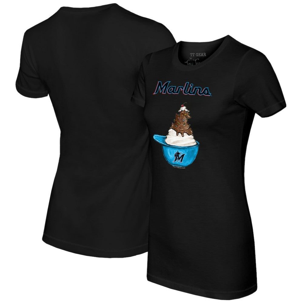 Miami Marlins Tiny Turnip Women's Sundae Helmet T-Shirt - MLB T-shirts