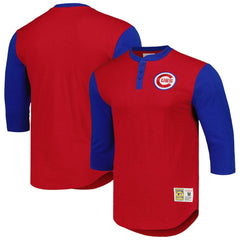 Chicago Cubs Mitchell & Ness Cooperstown Collection Legendary Slub Henley 3/4-Sleeve T-Shirt - MLB T-shirts