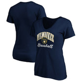 Milwaukee Brewers Women's Core Victory Script V-Neck T-Shirt - MLB T-shirts
