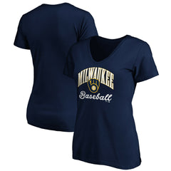 Milwaukee Brewers Women's Core Victory Script V-Neck T-Shirt - MLB T-shirts