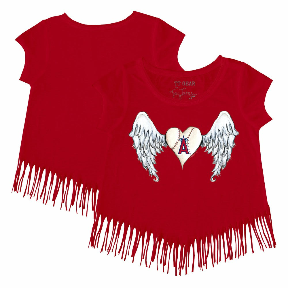 Los Angeles Angels Tiny Turnip Girls Youth Angel Wings Fringe T-Shirt - MLB T-shirts