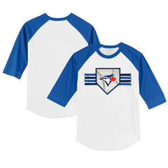 Toronto Blue Jays Tiny Turnip Youth Base Stripe 3/4-Sleeve Raglan T-Shirt - MLB T-shirts