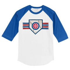 Chicago Cubs Tiny Turnip Youth Base Stripe 3/4-Sleeve Raglan T-Shirt - MLB T-shirts