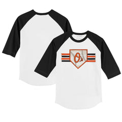 Baltimore Orioles Tiny Turnip Youth Base Stripe 3/4-Sleeve Raglan T-Shirt - MLB T-shirts