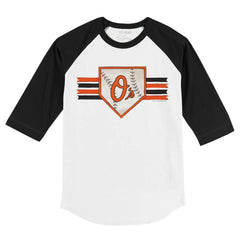 Baltimore Orioles Tiny Turnip Youth Base Stripe 3/4-Sleeve Raglan T-Shirt - MLB T-shirts