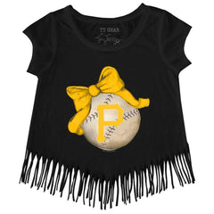 Pittsburgh Pirates Tiny Turnip Girls Youth Baseball Bow Fringe T-Shirt - MLB T-shirts