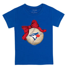 Toronto Blue Jays Tiny Turnip Youth Baseball Bow T-Shirt - MLB T-shirts