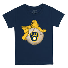 Milwaukee Brewers Tiny Turnip Youth Baseball Bow T-Shirt - MLB T-shirts