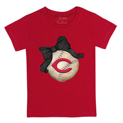 Cincinnati Reds Tiny Turnip Youth Baseball Bow T-Shirt - MLB T-shirts