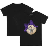 Colorado Rockies Tiny Turnip Youth Baseball Bow T-Shirt - MLB T-shirts