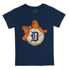 Detroit Tigers Tiny Turnip Youth Baseball Bow T-Shirt - MLB T-shirts