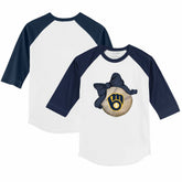 Milwaukee Brewers Tiny Turnip Youth Baseball Bow 3/4-Sleeve Raglan T-Shirt - MLB T-shirts