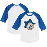 Los Angeles Dodgers Tiny Turnip Youth Baseball Bow 3/4-Sleeve Raglan T-Shirt - MLB T-shirts