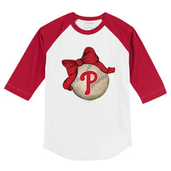 Philadelphia Phillies Tiny Turnip Youth Baseball Bow 3/4-Sleeve Raglan T-Shirt - MLB T-shirts