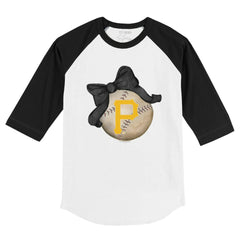 Pittsburgh Pirates Tiny Turnip Youth Baseball Bow 3/4-Sleeve Raglan T-Shirt - MLB T-shirts