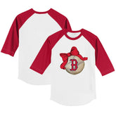 Boston Red Sox Tiny Turnip Youth Baseball Bow 3/4-Sleeve Raglan T-Shirt - MLB T-shirts