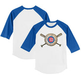 Chicago Cubs Tiny Turnip Youth Baseball Cross Bats 3/4-Sleeve Raglan T-Shirt - MLB T-shirts