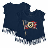 Milwaukee Brewers Tiny Turnip Girls Youth Baseball Flag Fringe T-Shirt - MLB T-shirts