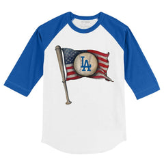 Los Angeles Dodgers Tiny Turnip Youth Baseball Flag 3/4-Sleeve Raglan T-Shirt - MLB T-shirts