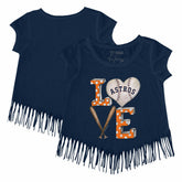 Houston Astros Tiny Turnip Girls Youth Baseball Love Fringe T-Shirt - MLB T-shirts