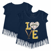 Milwaukee Brewers Tiny Turnip Girls Youth Baseball Love Fringe T-Shirt - MLB T-shirts