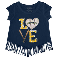 Milwaukee Brewers Tiny Turnip Girls Youth Baseball Love Fringe T-Shirt - MLB T-shirts