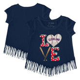 Cleveland Guardians Tiny Turnip Girls Youth Baseball Love Fringe T-Shirt - MLB T-shirts