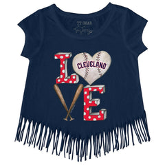 Cleveland Guardians Tiny Turnip Girls Youth Baseball Love Fringe T-Shirt - MLB T-shirts