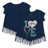 Seattle Mariners Tiny Turnip Girls Youth Baseball Love Fringe T-Shirt - MLB T-shirts