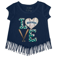 Seattle Mariners Tiny Turnip Girls Youth Baseball Love Fringe T-Shirt - MLB T-shirts