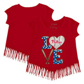 Philadelphia Phillies Tiny Turnip Girls Youth Baseball Love Fringe T-Shirt - MLB T-shirts