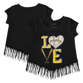 Pittsburgh Pirates Tiny Turnip Girls Youth Baseball Love Fringe T-Shirt - MLB T-shirts