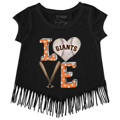 San Francisco Giants Tiny Turnip Girls Youth Baseball Love Fringe T-Shirt - MLB T-shirts