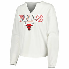 White Chicago Bulls Concepts Sport Women's Sunray Notch Neck Long Sleeve Top sale | NBA