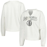 White Brooklyn Nets Concepts Sport Women's Sunray Notch Neck Long Sleeve Top | NBA