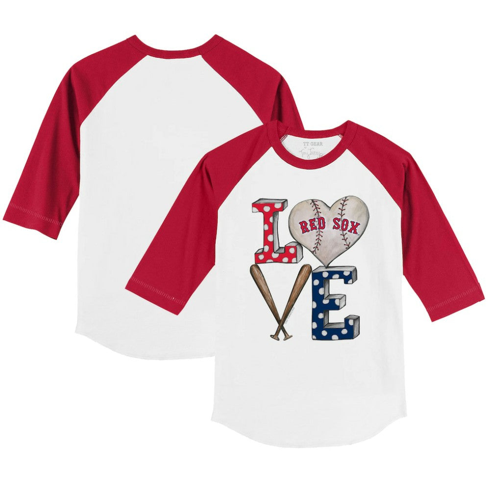 Boston Red Sox Tiny Turnip Youth Baseball Love 3/4-Sleeve Raglan T-Shirt - MLB T-shirts