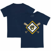 Milwaukee Brewers Tiny Turnip Youth Diamond Cross Bats T-Shirt - MLB T-shirts