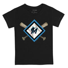 Miami Marlins Tiny Turnip Youth Diamond Cross Bats T-Shirt - MLB T-shirts