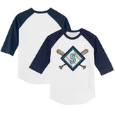 Seattle Mariners Tiny Turnip Youth Diamond Cross Bats 3/4-Sleeve Raglan T-Shirt - MLB T-shirts