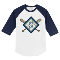 Seattle Mariners Tiny Turnip Youth Diamond Cross Bats 3/4-Sleeve Raglan T-Shirt - MLB T-shirts