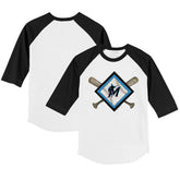 Miami Marlins Tiny Turnip Youth Diamond Cross Bats 3/4-Sleeve Raglan T-Shirt - MLB T-shirts